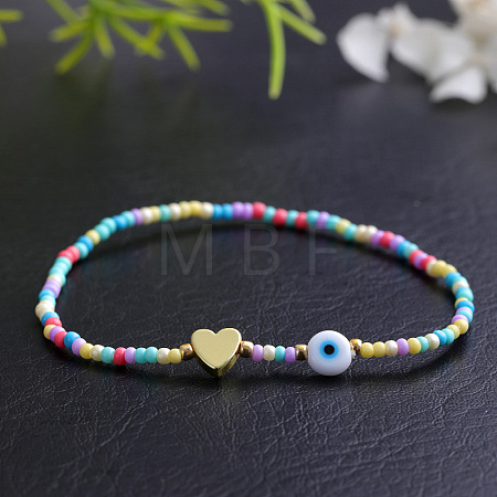 Macaron Glass Seed Beaded Stretch Bracelets JJ3447-1