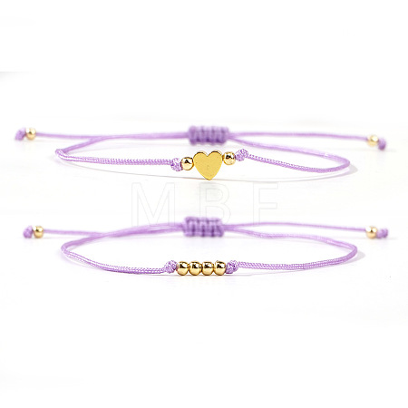 2Pcs 2 Styles Bohemian Brass Beads Braided Bead Bracelets BT1454-10-1