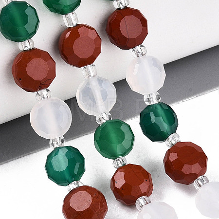 Natural Red Agate & Green Agate & Red Jasper Beads Strands G-T144-19A-01-1