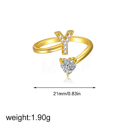 Brass Micro Pave Clear Cubic Zirconia Cuff Open Rings FS-WGF859A-15-1