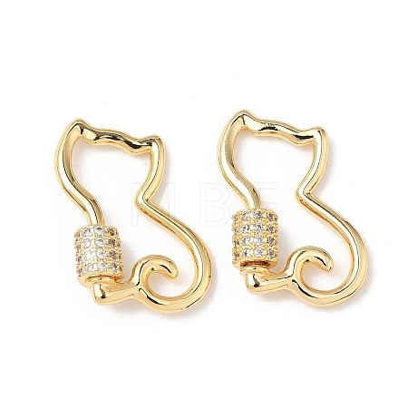 Brass Micro Pave Clear Cubic Zirconia Screw Carabiner Lock Charms LS-KK-Z118-06G-06-1