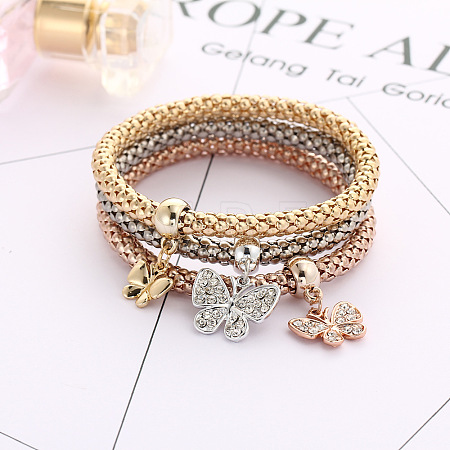 3Pcs Alloy Rhinestone Charm Bangle Set FS-WG4938A-01-1