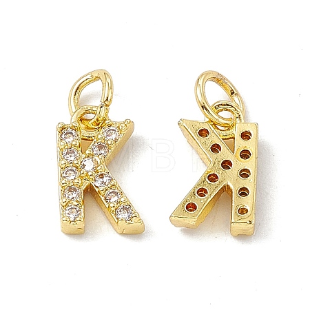Real 18K Gold Plated Brass Micro Pave Clear Cubic Zirconia Charms KK-E068-VB452-K-1