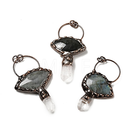 Natural Quartz Crystal & Labradorite Nuggets Big Pendants G-D468-19R-1