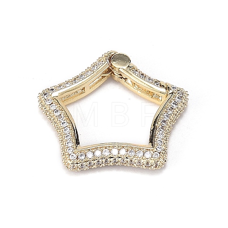 Brass Micro Pave Clear Cubic Zirconia Spring Gate Rings ZIRC-F120-010G-1