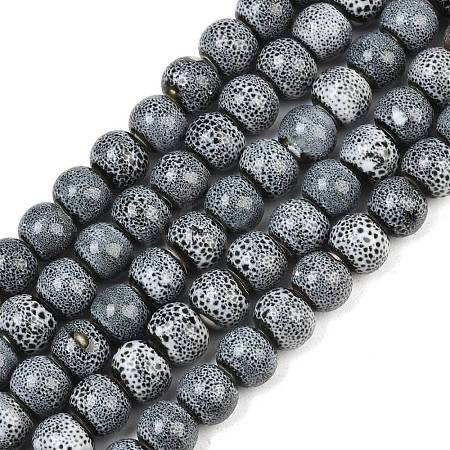 Handmade Fancy Antique Glazed Porcelain Ceramic Round Beads Strands PORC-L019-8mm-04-1