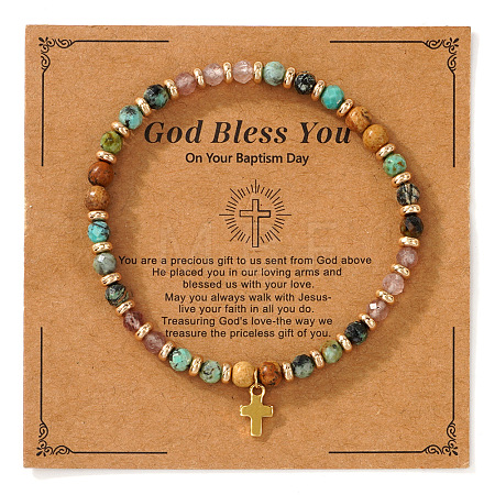 Vintage Brass Cross Charm Bracelets LS-GR0330-7-1