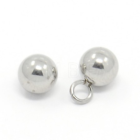 304 Stainless Steel Round Ball Charms Pendants STAS-O031-B-C29-1