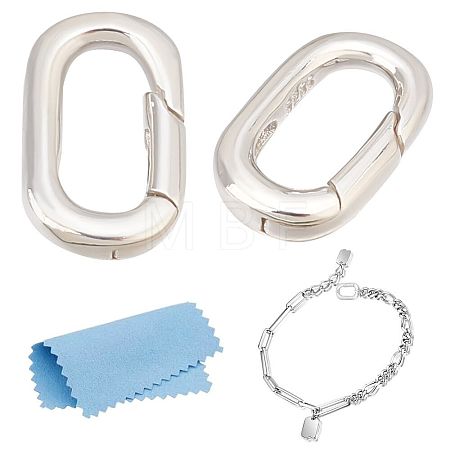 2Pcs 925 Sterling Silver Spring Gate Rings STER-MA0001-01-1