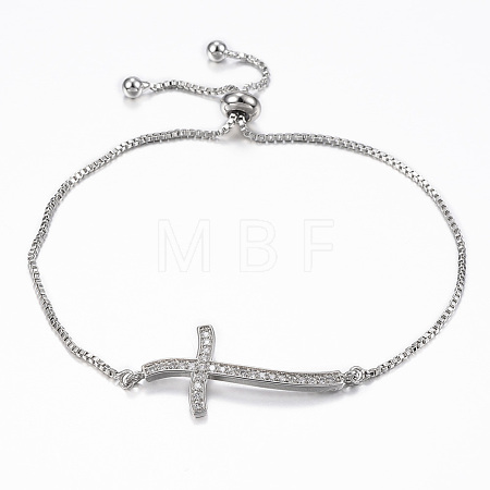 Adjustable Brass Micro Pave Cubic Zirconia Slider Bracelets BJEW-E317-43P-1