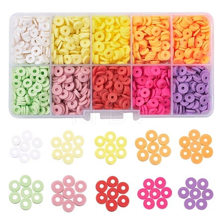 1500Pcs 10 Colors Light Colors Handmade Polymer Clay Beads CLAY-YW0001-37A-1