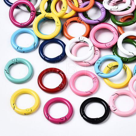 Spray Painted Eco-Friendly Alloy Spring Gate Rings X-PALLOY-T080-01-NR-1