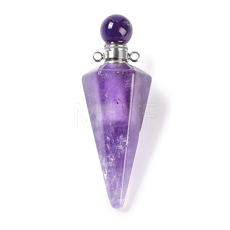 Natural Amethyst Faceted Cone Openable Perfume Bottle Big Pendants G-L524-18P-10-1