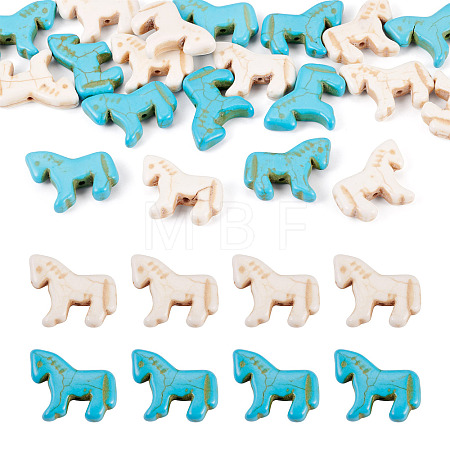20Pcs 2 Colors Synthetic Turquoise Dyed Horse Beads G-TA0003-18B-1