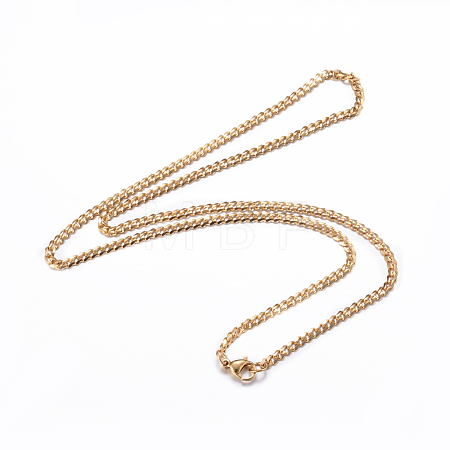 304 Stainless Steel Curb Chain Necklaces X-NJEW-P147-04G-1
