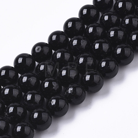 Natural Black Tourmaline Beads Strands G-R465-01-1