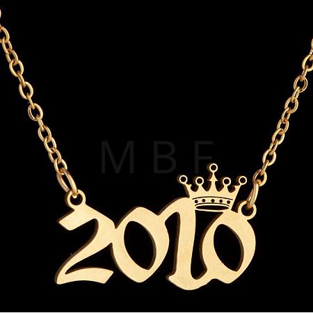 Crown Birth Year 201 Stainless Steel Pendant Necklaces for Women FS-WG4E8F2-31-1