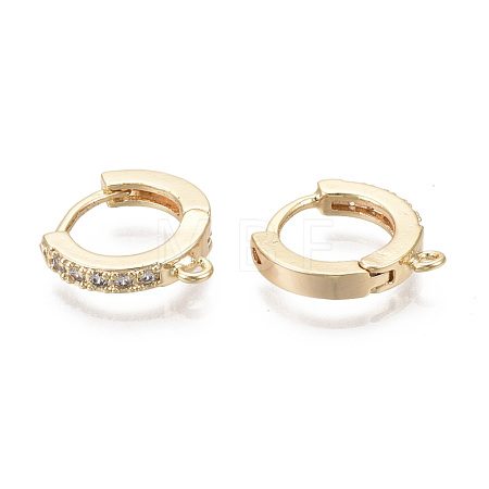 Brass Micro Pave Cubic Zirconia Huggie Hoop Earring Findings KK-T063-012-NF-1