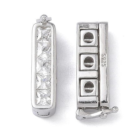 925 Sterling Silver Cubic Zirconia Twister Clasps STER-WH0007-28B-P-1