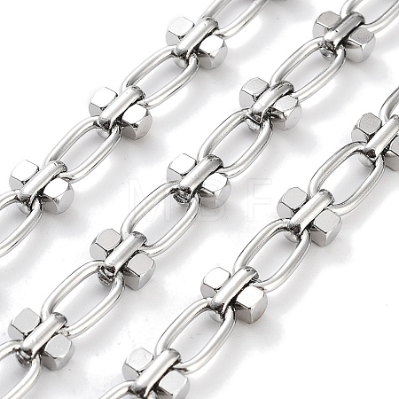 Tarnish Resistant 304 Stainless Steel Oval & Dumbbell Link Chain Unwelded X-STAS-B060-02P-1