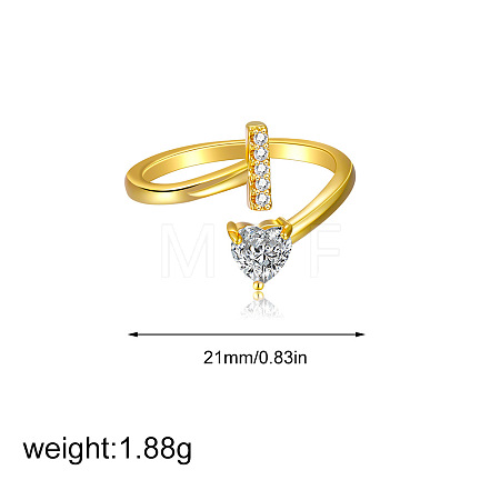 Brass Micro Pave Clear Cubic Zirconia Cuff Open Rings FS-WGF859A-09-1
