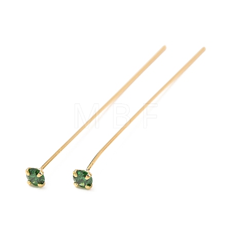 Brass Micro Pave Cubic Zirconia Stud Earring Findings CU-CBA4618-01G-05-1