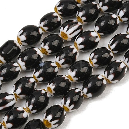 Handmade Millefiori Glass Oval Bead Strands LK-Z001-01A-04-1
