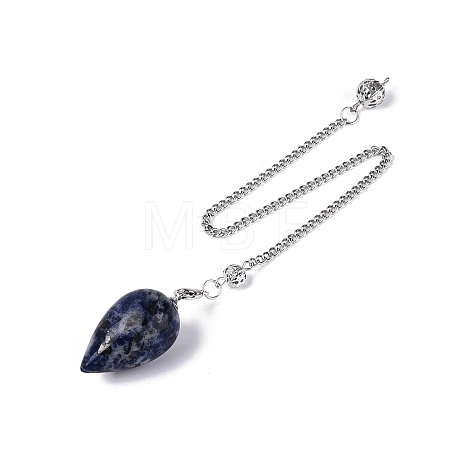 Natural Sodalite Dowsing Pendulum Pendants AJEW-N005-02G-1
