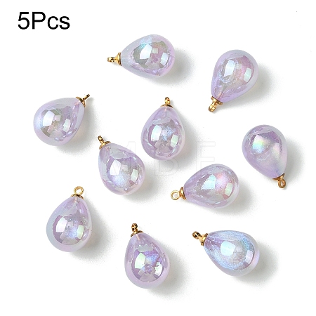 5Pcs UV Plating Acrylic Pendants FIND-YW0007-41G-1