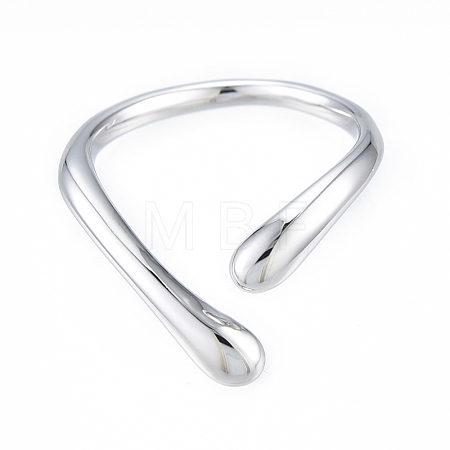 Brass Teardrop Open Cuff Ring for Women RJEW-T001-90P-1