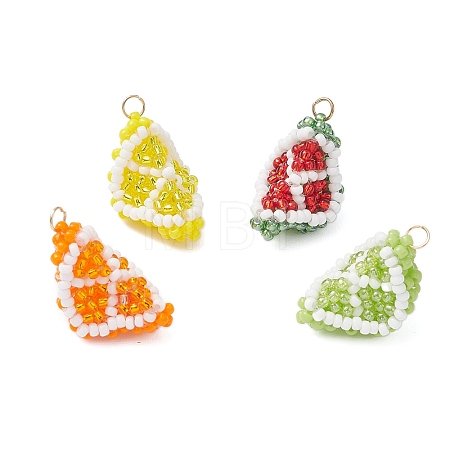 Glass Seed Beaded Fruit Pendants PALLOY-MZ00894-1