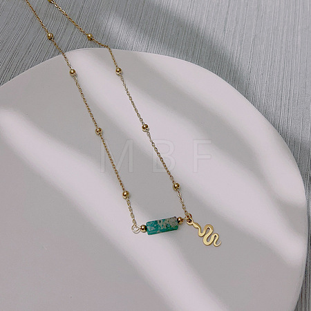 Natural Imperial Jasper Column Pendant Necklaces IJ4503-1-1