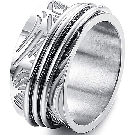 Retro Rotatable 304 Stainless Steel Finger Rings FS-WG84C22-02-1