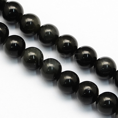 Natural Obsidian Round Beads Strands G-S156-6mm-1
