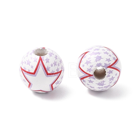 Independence Day Themes Wood European Beads WOOD-I014-01F-1