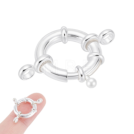 1Pc 925 Sterling Silver Large Spring Ring Clasps STER-NB0001-12A-1
