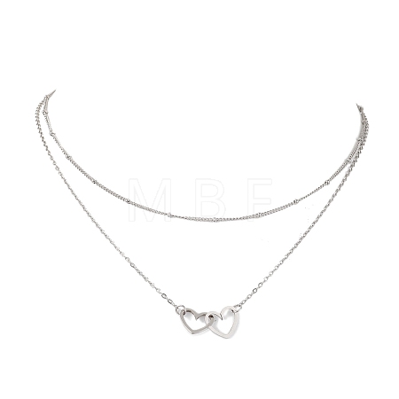 Stainless Steel Heart Pendant Necklaces for Women NJEW-JN04735-02-1