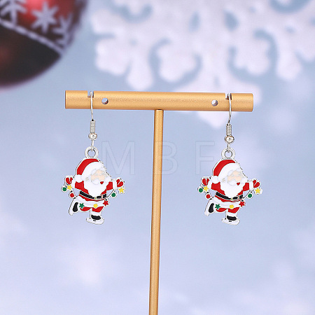 Christmas Theme Alloy Enamel Dangle Earrings FS-WGBB05F-21-1