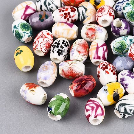 Printed Handmade Porcelain Beads PORC-Q007-13A-1
