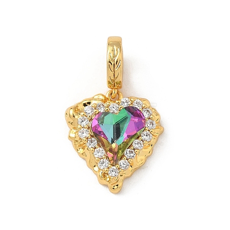 Brass Micro Pave Clear Cubic Zirconia European Dangle Charms KK-F905-20G-04-1