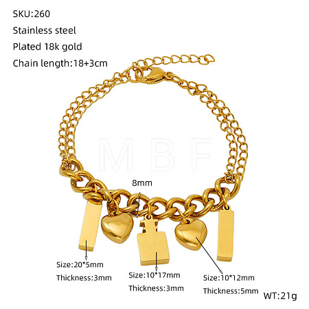 Valentine's Day 304 Stainless Steel Charm Bracelets FS-WGE53E0-08-1