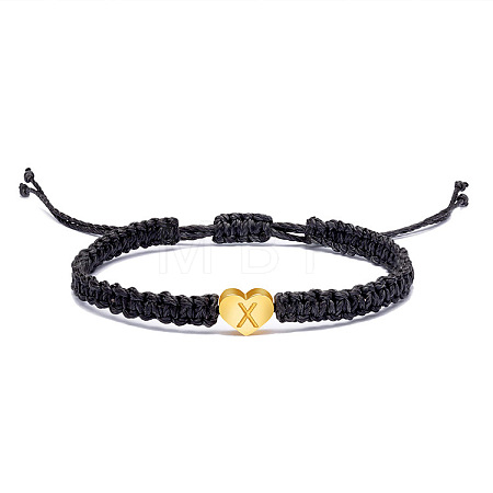 Alloy Heart with Letter Pattern Bead Braided Bead Bracelets FS-WGEB992-24-1
