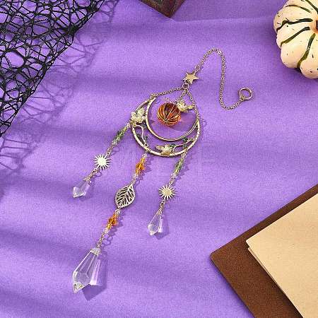 Brass Sun Moon Star Suncatcher HJEW-TA00497-1