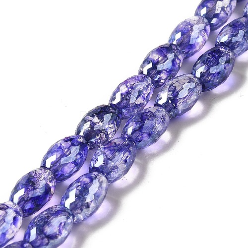 Electroplate Transparent Glass Beads Strand GLAA-G088-06B-1