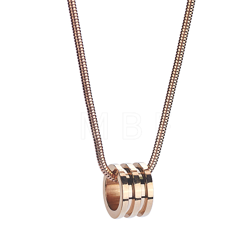 Stylish Stainless Steel Grooved Column Pendant Necklace for Women's Daily Wear NI8440-3-1