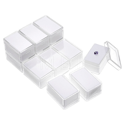 Rectangle Clear Plastic Loose Diamond Display Boxes CON-WH0092-60A-1