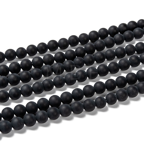 Natural Black Agate Bead Strands X-G-H056-6mm-1