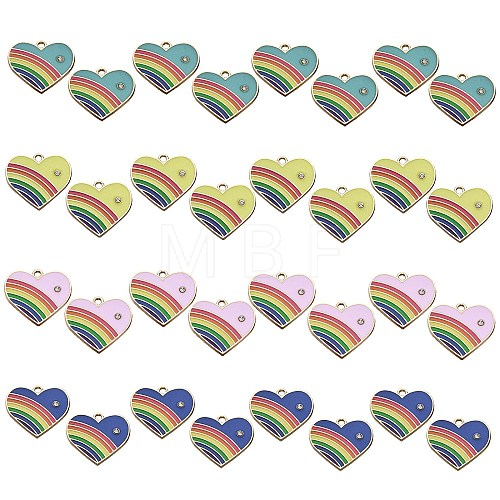 32Pcs 4 Colors Alloy Enamel Pendants ENAM-SZ0002-38-1