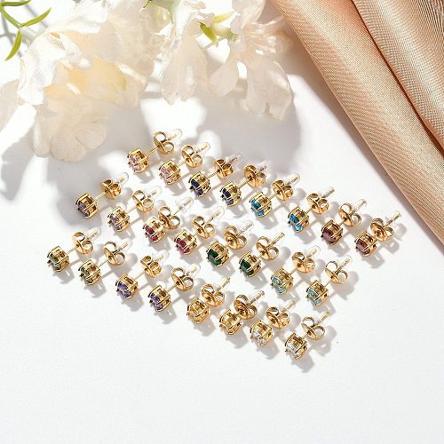 304 Stainless Steel Rhinestone Stud Earrings EJEW-G423-16G-1