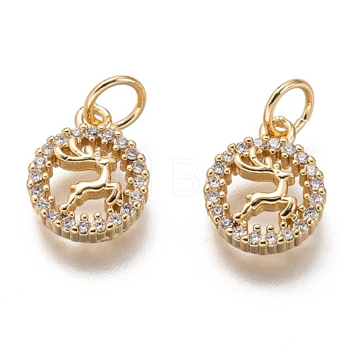 Brass Micro Pave Clear Cubic Zirconia Charms ZIRC-C020-58G-1